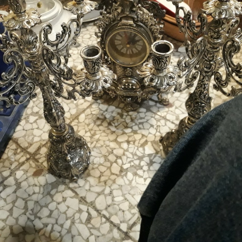 آینه  شمعدان  ساعت تمام برونز