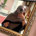 روسری نخی کرم مشکی