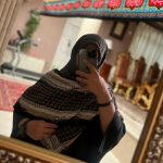 روسری نخی کرم مشکی