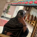 روسری نخی کرم مشکی